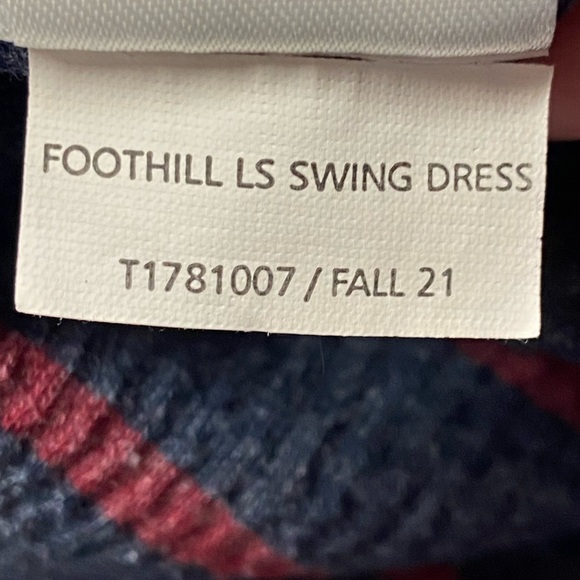 Toad&Co Dress Foothills Long Sleeve Waffle Knit Navy Red Organic Cotton Small - Picture 10 of 15